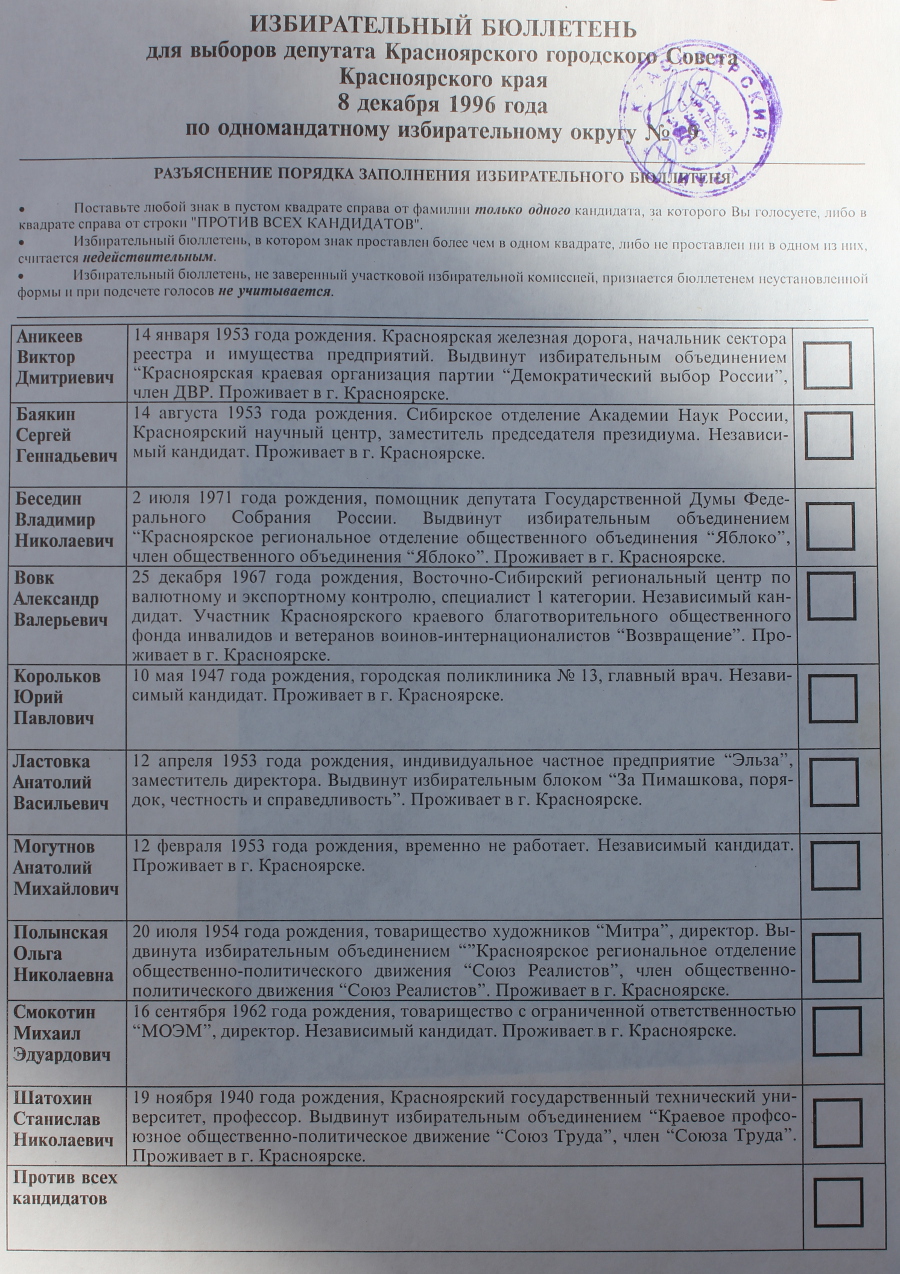 Бюллетень признается недействительным. Избирательный бюллетень. Избирательный бюллетень 1996 года. Бюллетень выборов президента 1996 года. Бюллетень неустановленной формы.