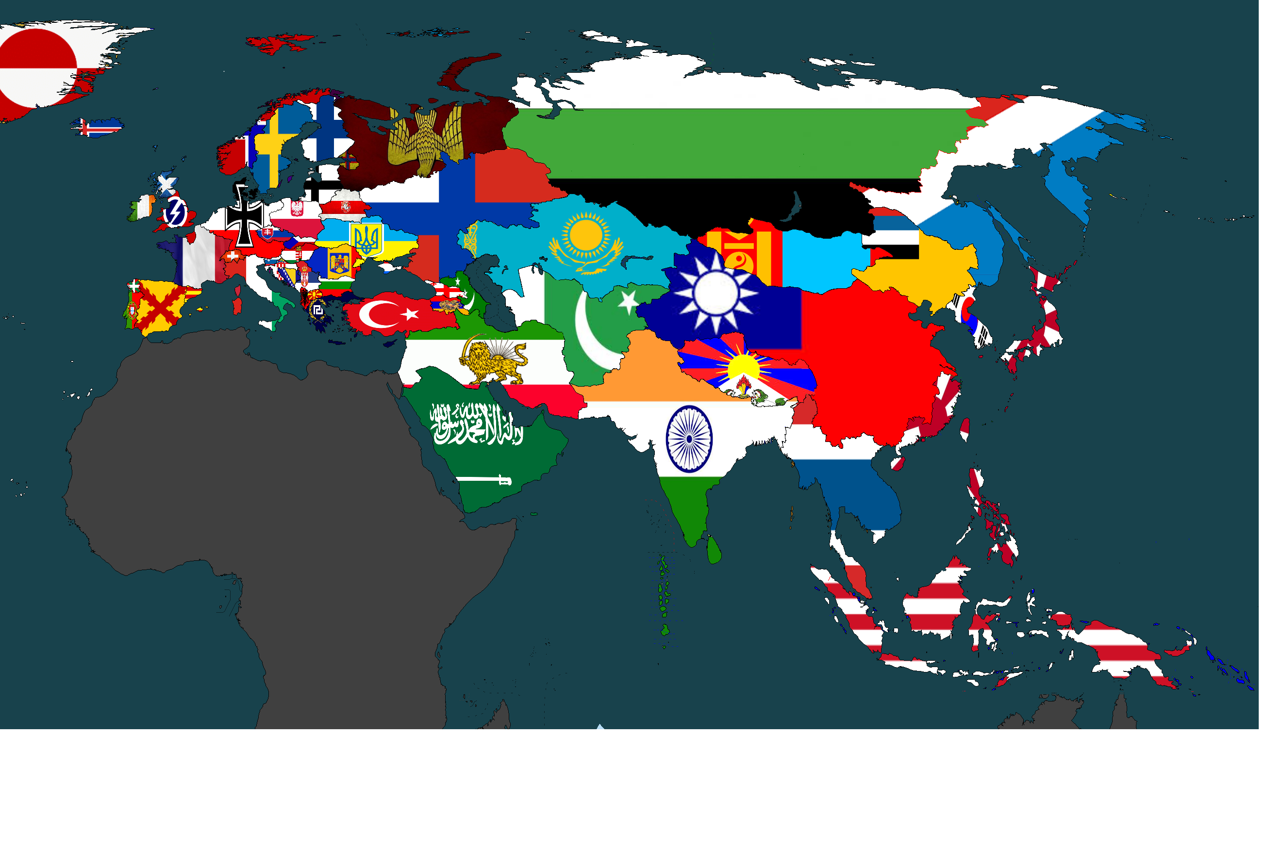 Карта евразии с флагами